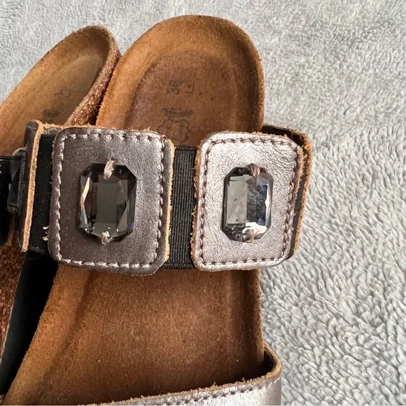 Naot  Michele Rhinestone Jewel Bejeweled Strappy Cork Comfort Sandal Silver Gray - Picture 12 of 15